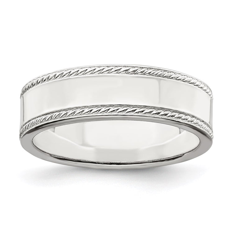 Sterling Silver 6mm Flat with Rope Edge