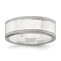 Sterling Silver 7mm Flat with Rope Edge