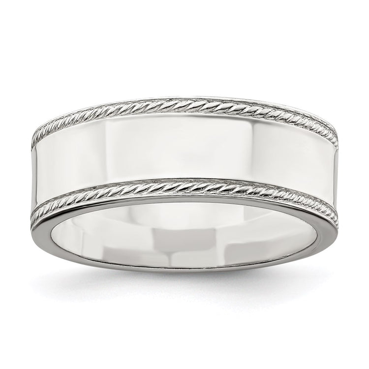 Sterling Silver 7mm Flat with Rope Edge