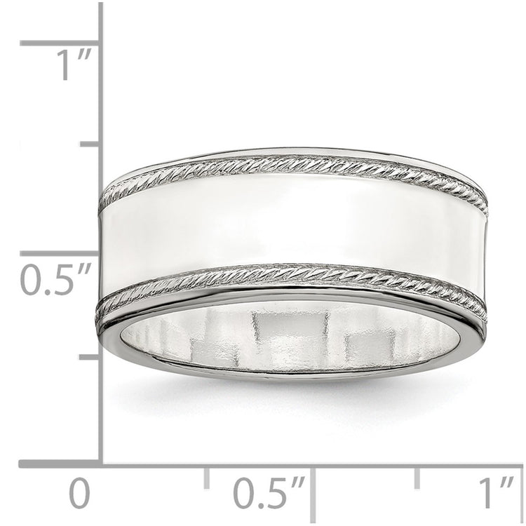 Sterling Silver 8mm Flat with Rope Edge