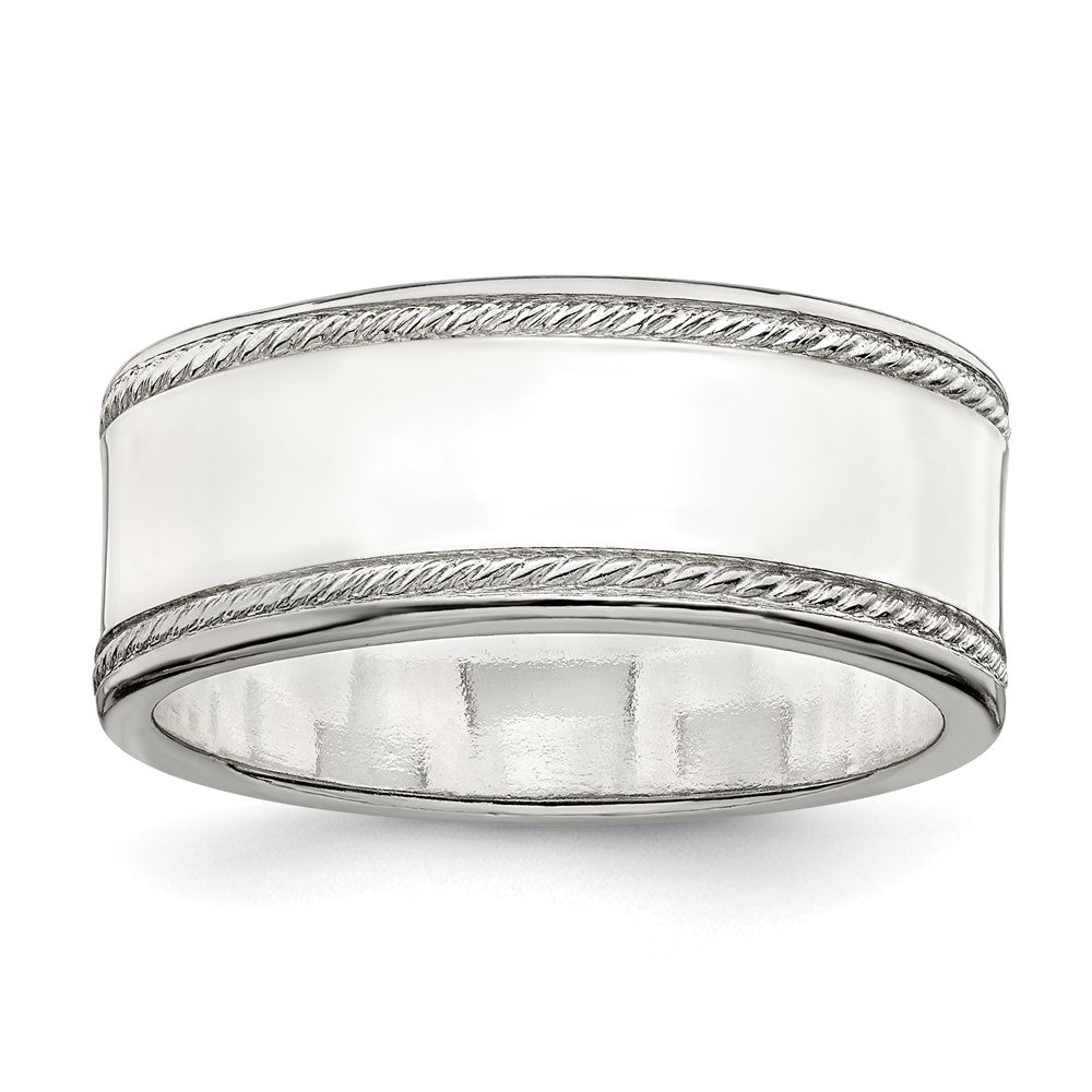 Sterling Silver 8mm Flat with Rope Edge