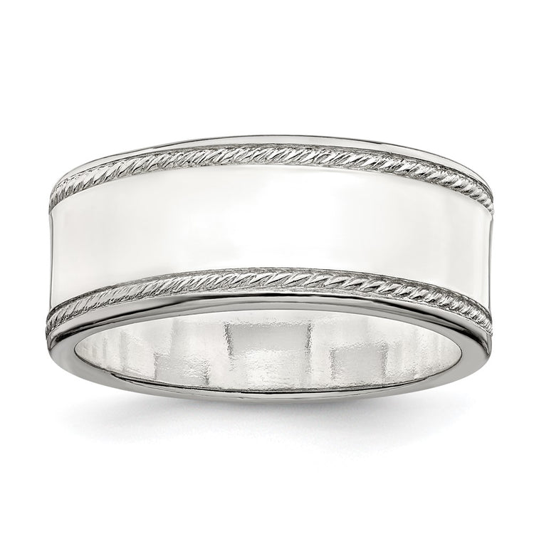 Sterling Silver 8mm Flat with Rope Edge