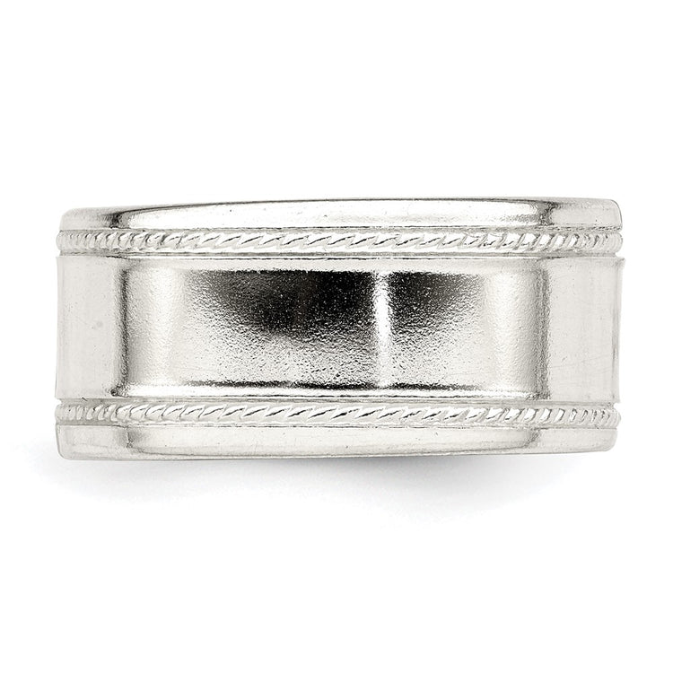 Sterling Silver 9.5mm Flat with Rope Edge
