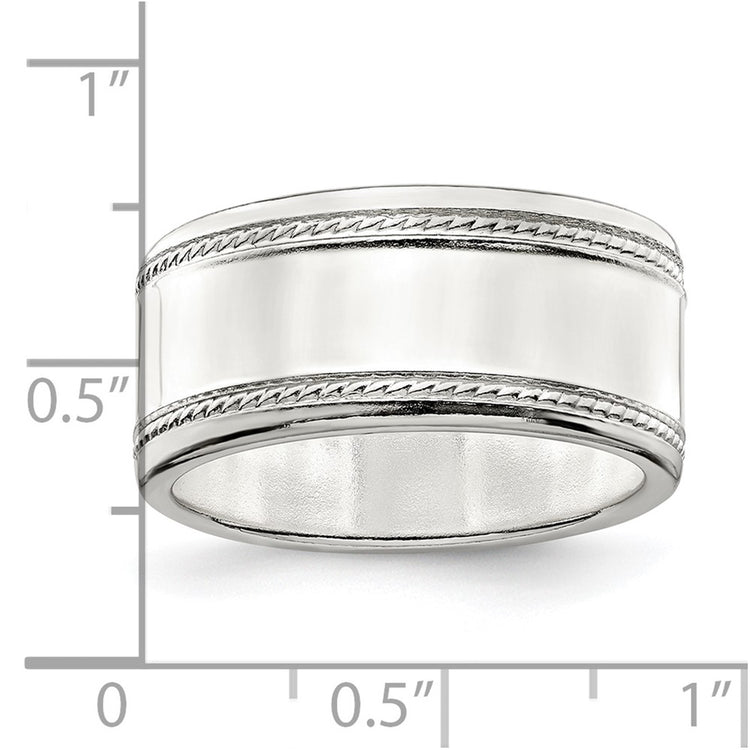 Sterling Silver 9.5mm Flat with Rope Edge
