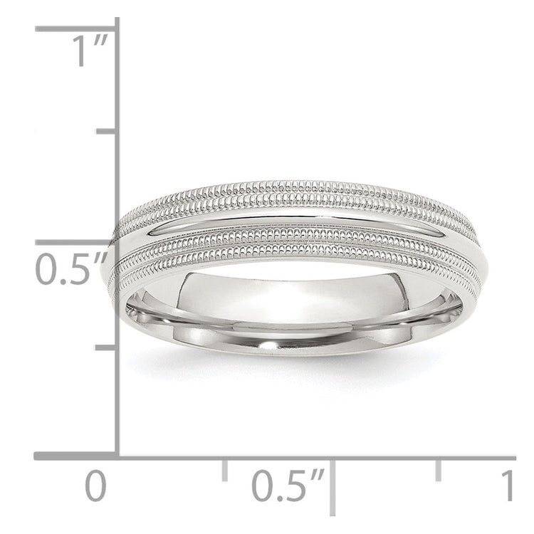 Sterling Silver 5mm Comfort Fit Double Milgrain