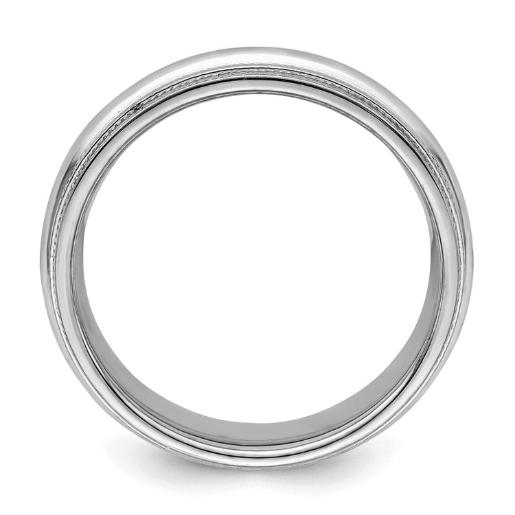 Sterling Silver Rhodium 6mm Comfort Fit Double Milgrain