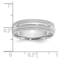 Sterling Silver Rhodium 6mm Comfort Fit Double Milgrain