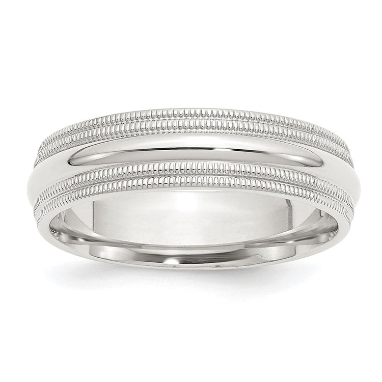 Sterling Silver 6mm Comfort Fit Double Milgrain