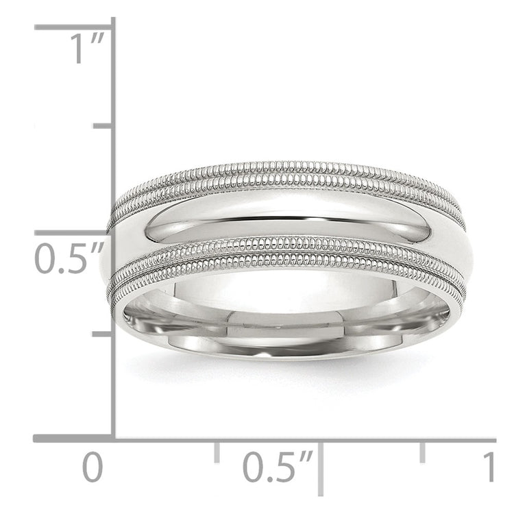 Sterling Silver 7mm Comfort Fit Double Milgrain