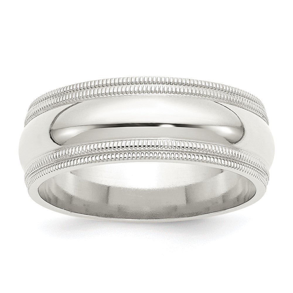 Sterling Silver 8mm Comfort Fit Double Milgrain