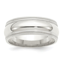 Sterling Silver 8mm Comfort Fit Double Milgrain