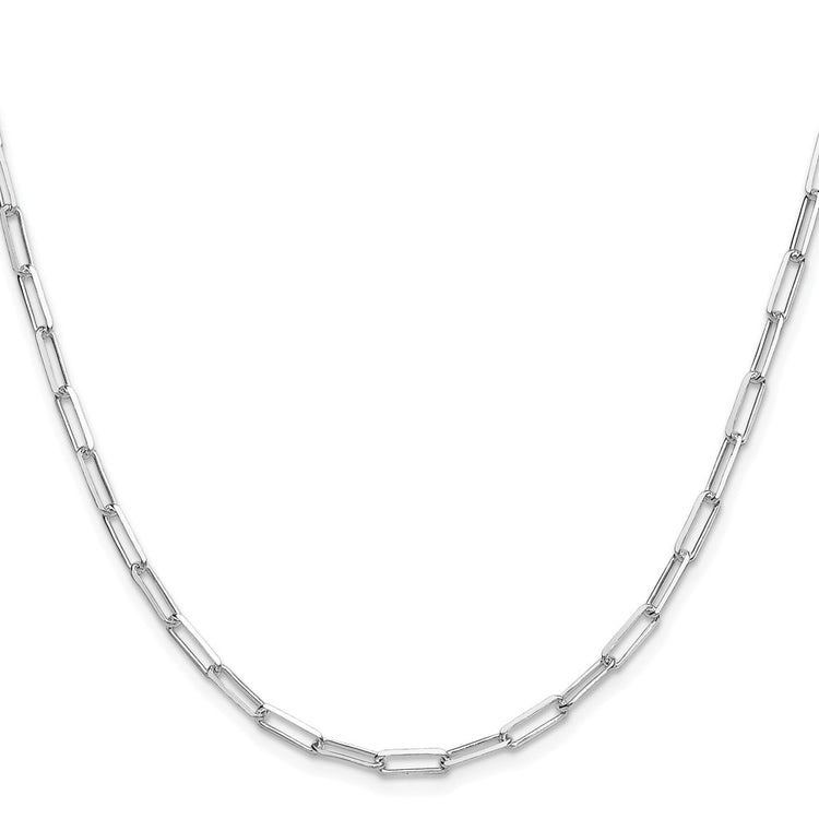 Universal Jewels Sterling Silver Rhodium-Plated 3.1mm Diamond-Cut Paperclip Chain Necklace - Hypoallergenic Sterling Silver Necklaces for Wo - view 2