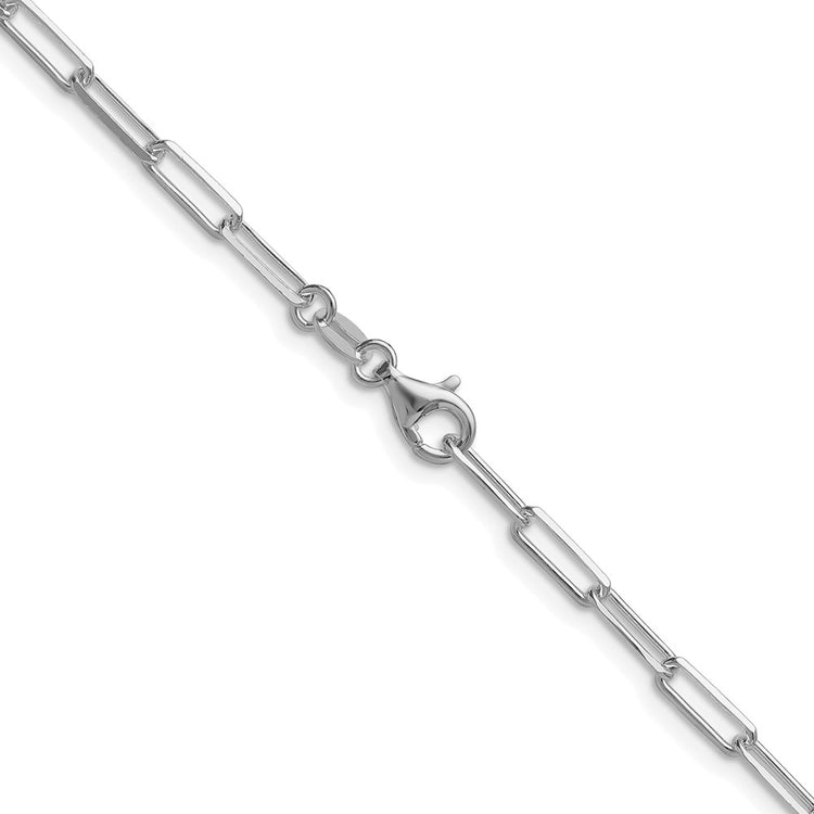 Universal Jewels Sterling Silver Rhodium-Plated 3.1mm Diamond-Cut Paperclip Chain Necklace - Hypoallergenic Sterling Silver Necklaces for Wo - view 3
