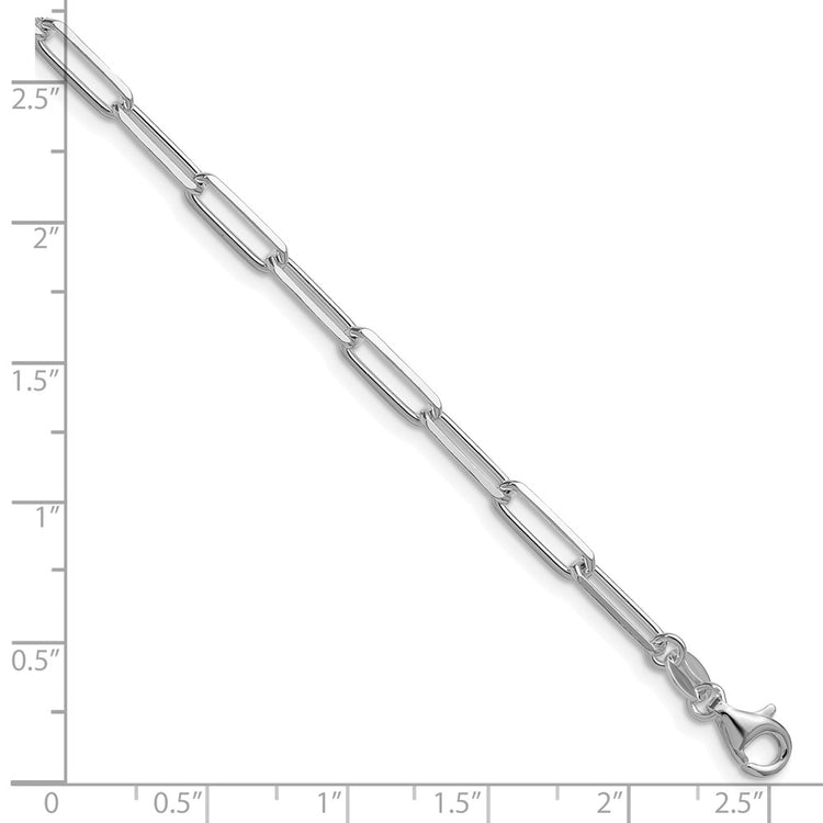 Universal Jewels Sterling Silver Rhodium-Plated 3.5mm Diamond-Cut Paperclip Chain Bracelet - Hypoallergenic Sterling Silver Bracelets for Wo - view 2