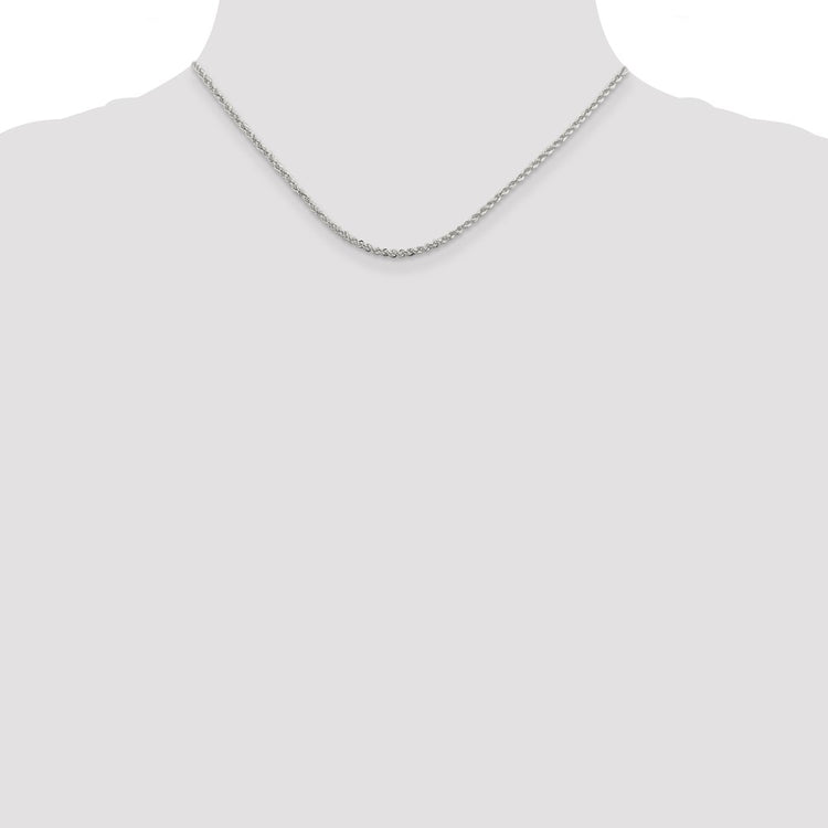 Sterling Silver 2.3MM Solid Rope Chain Necklace Womens 16-24 Inch