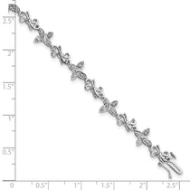 Sterling Silver Rhodium-plated Diamon Butterfly & Bows Bracelet