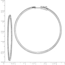 Sterling Shimmer Sterling Silver Rhodium-plated 194 Stone 1.25mm CZ In and Out Round Hinged Hoop Earrings