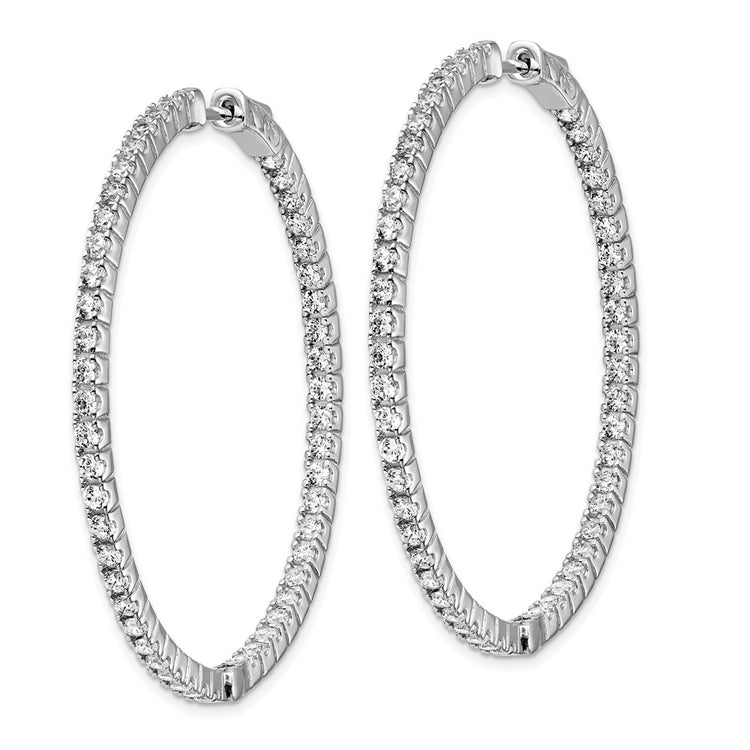 Sterling Shimmer Sterling Silver Rhodium-plated 100 Stone 1.9mm CZ In and Out Round Hinged Hoop Earrings