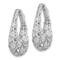Sterling Shimmer Sterling Silver Rhodium-plated 162 Stone Accent Pav 1.1mm-1.5mm CZ Oval Hinged Hoop Earrings