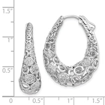 Sterling Shimmer Sterling Silver Rhodium-plated 162 Stone Accent Pav 1.1mm-1.5mm CZ Oval Hinged Hoop Earrings