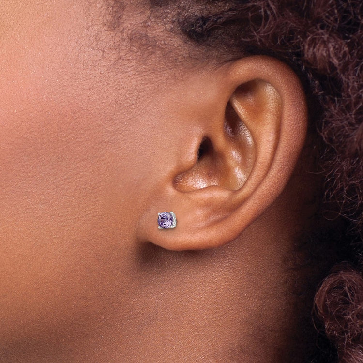 Sterling Silver 4mm Round Halo CZ Stud Earrings - view 3