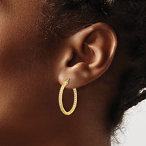 Sterling Silver Gold-Tone CZ Hoop Earrings 25mm - view 3