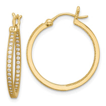 Sterling Silver Gold-Tone Cubic Zirconia Hoop Earrings - Hypoallergenic Sterling Silver Gold Hoops for Women - Size 25mm - Everyday Trendy Jewelry Gif