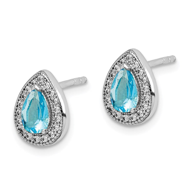 Sterling Silver 10.25mm Halo CZ Stud Earrings - view 2