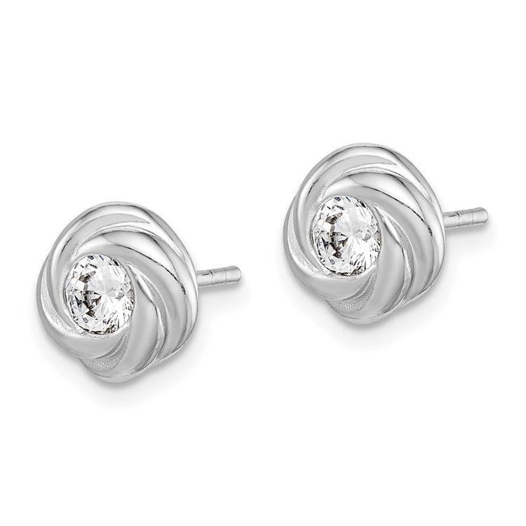 Sterling Silver 9.4mm Halo CZ Stud Earrings - view 2