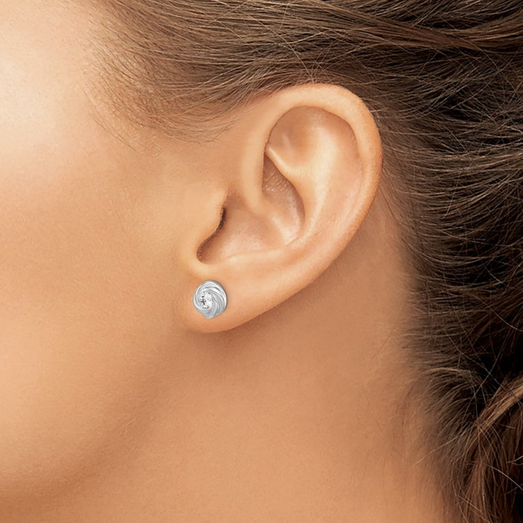 Sterling Silver 9.4mm Halo CZ Stud Earrings - view 3