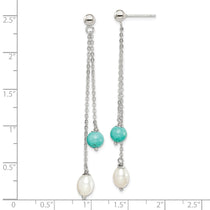 Sterling Silver Freshwater Pearl & Turquoise Dangle Earrings - view 4