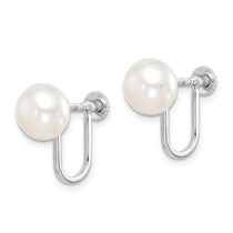 Sterling Silver White Freshwater Pearl Button Stud Earrings 8-9mm - view 2