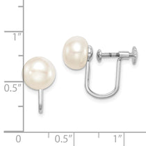 Sterling Silver White Freshwater Pearl Button Stud Earrings 8-9mm - view 4