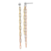 Sterling Silver Gold-Tone Gold-Tone 3-Strand Paperclip Dangle Earrings - Hypoallergenic Sterling Silver Earrings for Women - Trendy Layering Chain Ear