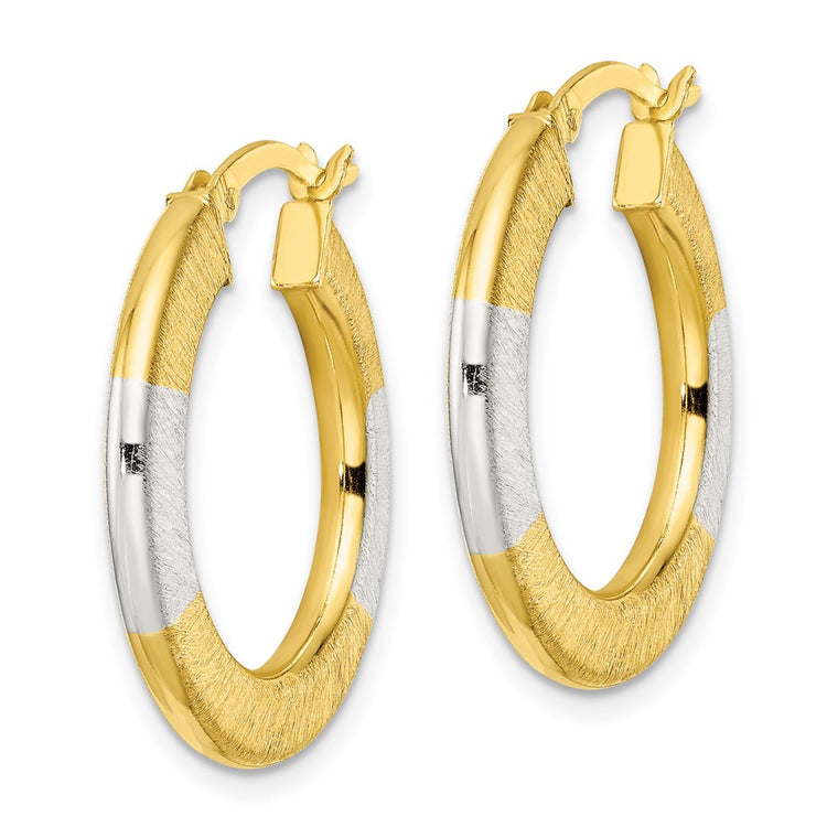 Sterling Silver Gold-Tone Brushed Flat Circle Hoop Earrings 26.66mm - view 2
