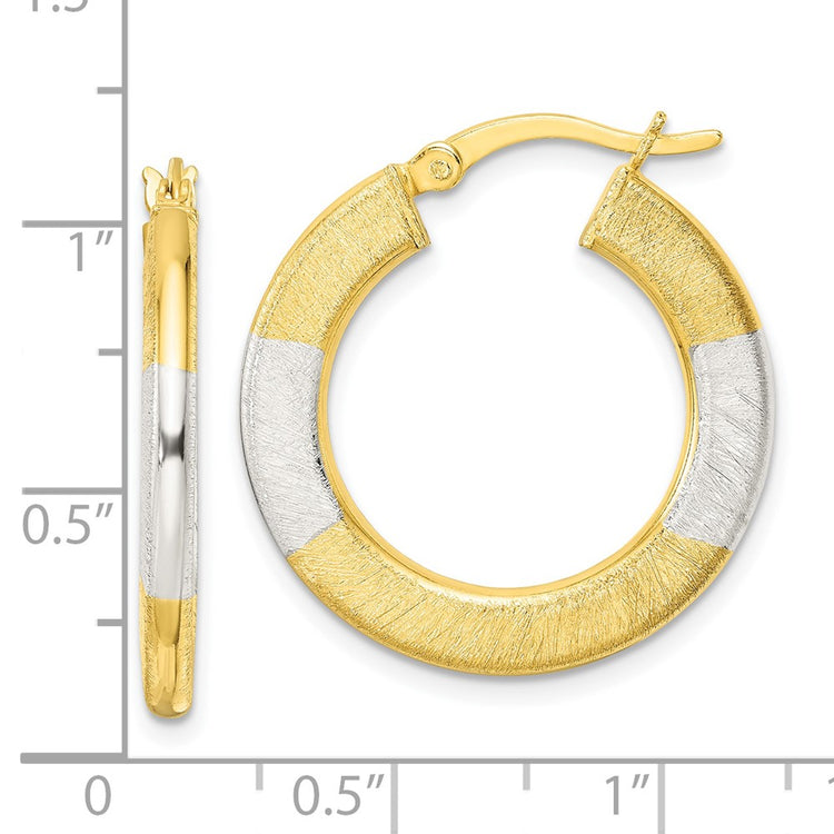 Sterling Silver Gold-Tone Brushed Flat Circle Hoop Earrings 26.66mm - view 4