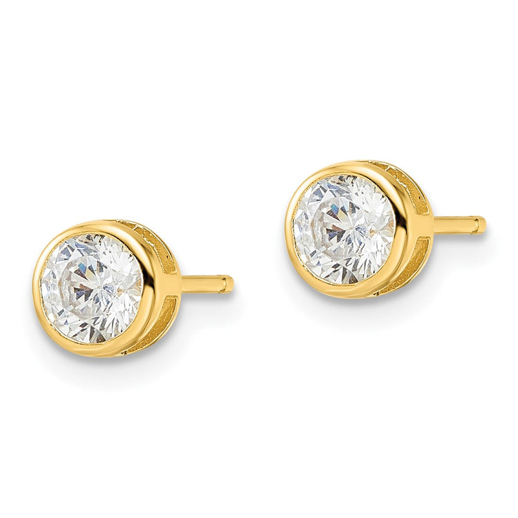 Sterling Silver Gold-Tone Polished CZ Hoop Earrings 5mm - view 2