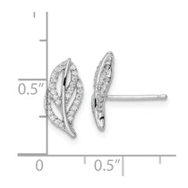 Sterling Silver CZ Leaf Stud Earrings - view 4