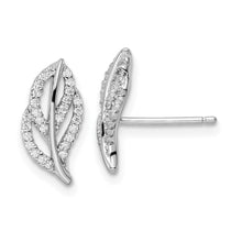 Sterling Silver Leaf Cubic Zirconia Stud Earrings - Hypoallergenic Sterling Silver Stud Earrings for Women - Simulated Diamond CZ Earrings Jewelry Gif