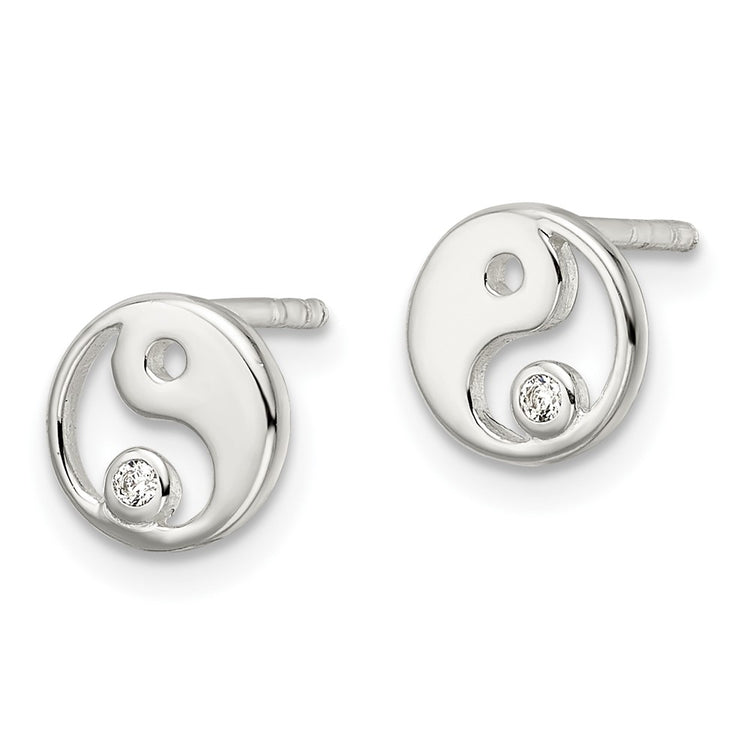 Sterling Silver 7.84mm Polished Halo CZ Stud Earrings - view 2