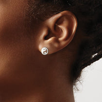 Sterling Silver 7.84mm Polished Halo CZ Stud Earrings - view 3