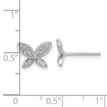 Sterling Silver CZ Butterfly Stud Earrings - view 4