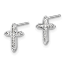 Sterling Silver CZ Cross Stud Earrings - view 2
