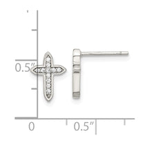 Sterling Silver CZ Cross Stud Earrings - view 4