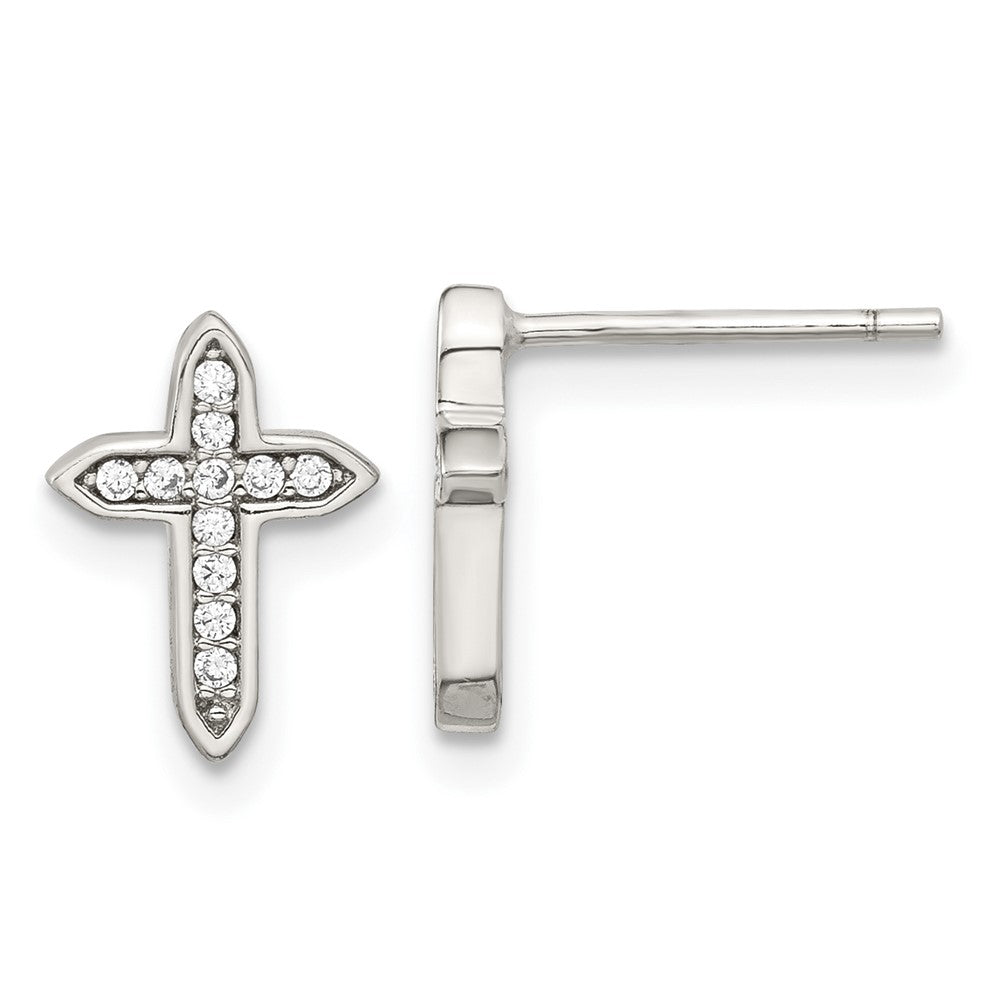 Sterling Silver Cross Cubic Zirconia Stud Earrings - Hypoallergenic Sterling Silver Stud Earrings for Women - Simulated Diamond CZ Earrings Jewelry Gi
