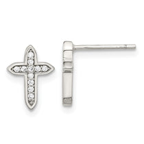 Sterling Silver Cross Cubic Zirconia Stud Earrings - Hypoallergenic Sterling Silver Stud Earrings for Women - Simulated Diamond CZ Earrings Jewelry Gi