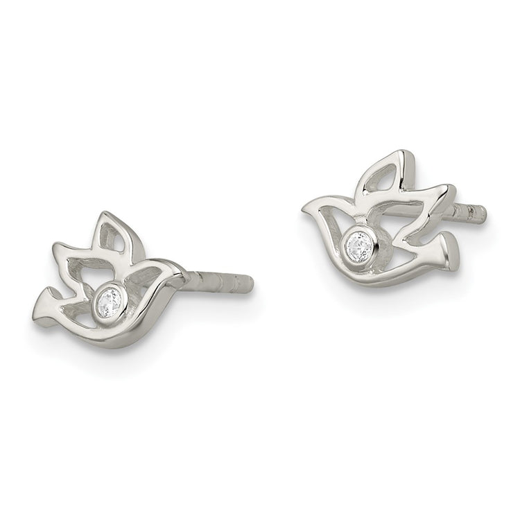 Sterling Silver 6.9mm Polished Halo CZ Stud Earrings - view 2