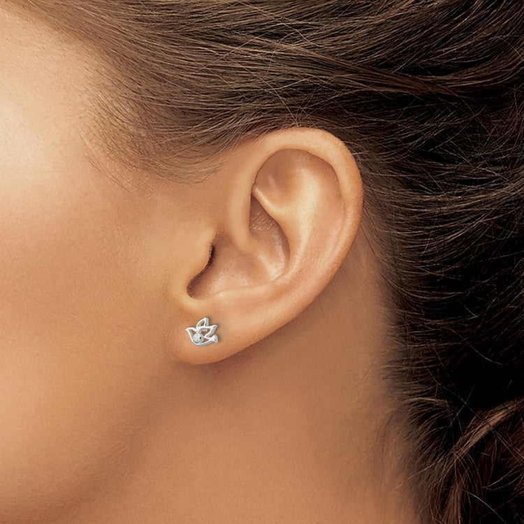 Sterling Silver 6.9mm Polished Halo CZ Stud Earrings - view 3
