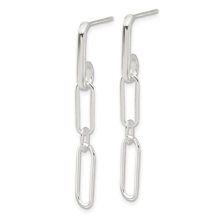 Sterling Silver Link Paperclip Dangle Earrings - view 2
