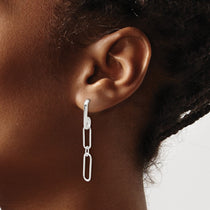 Sterling Silver Link Paperclip Dangle Earrings - view 3